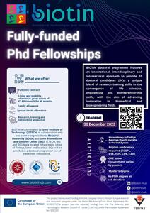 TUBITAK Eşfinansmanı Alan AB Destekli BIOTIN Projesi Yurtdışından Gelecek 9 Doktora Öğrencisi İstihdam Edecek